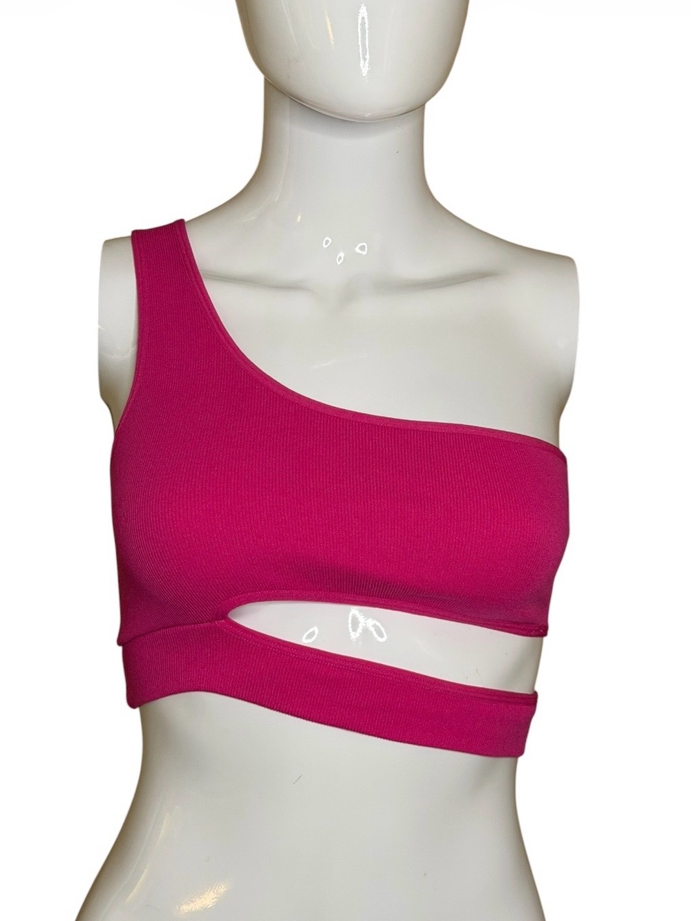 Garage Hot Pink One-Shoulder Cutout Crop Top